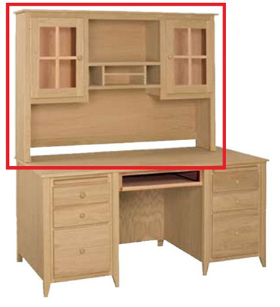 UNFINISHED OFFICE HUTCH WITH PAPER SORTER - MULLION DOORS