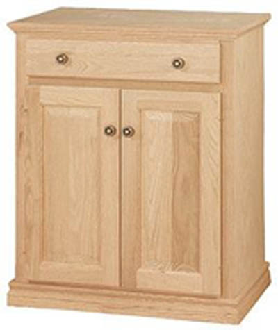 UNFINISHED TRADITIONAL TWO DOOR / ONE DRAWER MICROWAVE CART - 29-1/2