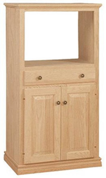 UNFINISHED TRADITIONAL TWO DOOR / ONE DRAWER MICROWAVE CART - 56