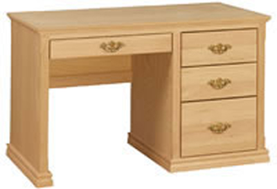 UNFINISHED TRADITIONAL SINGLE PEDESTAL DESK (3 DRAWER - 1 FILE)