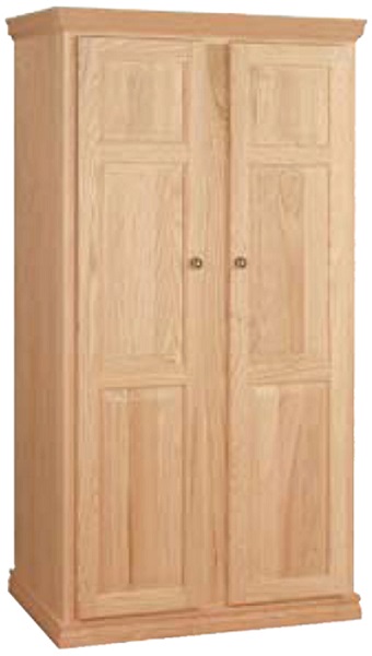 UNFINISHED TRADITIONAL TWO DOOR WARDROBE W/ CENTER STILE