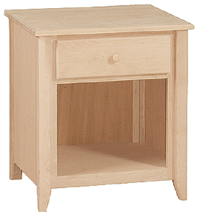UNFINISHED SHAKER ONE DRAWER NIGHT STAND