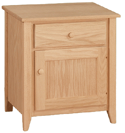 UNFINISHED SHAKER ONE DOOR / ONE DRAWER NIGHT STAND