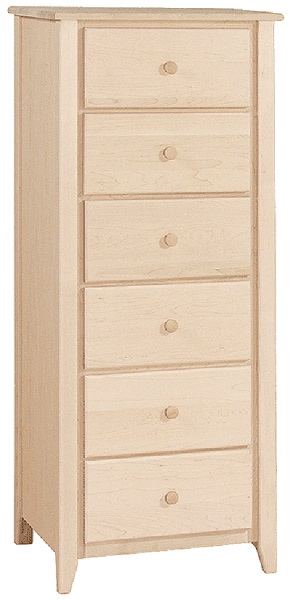UNFINISHED SHAKER SIX DRAWER LINGERIE CHEST