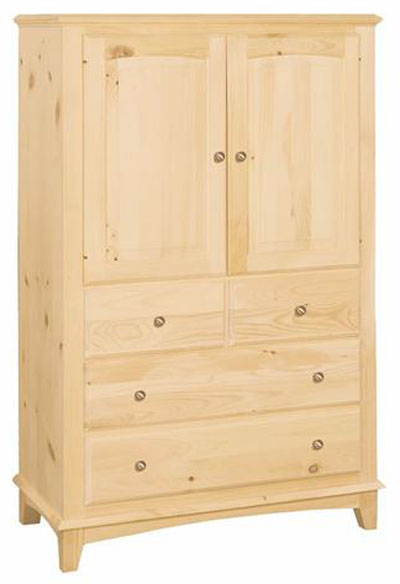 UNFINISHED TWO DOOR / FOUR DRAWER ARMOIRE