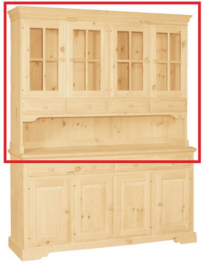 UNFINISHED TRADITIONAL FOUR DOOR / FOUR DRAWER CHINA HUTCH WITH SERVER AREA