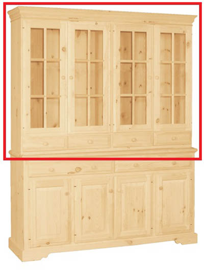 UNFINISHED FOUR DOOR / FOUR DRAWER CHINA HUTCH (NO SERVER AREA)