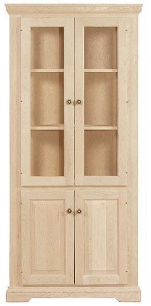 UNFINISHED TRADITIONAL FOUR DOOR CORNER CUPBOARD - 22