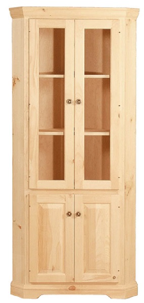 UNFINISHED TRADITIONAL FOUR DOOR CORNER CHINA CUPBOARD - 25