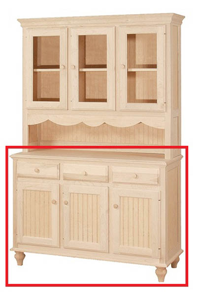 UNFINISHED THREE DOOR / THREE DRAWER BUFFET - 49.5