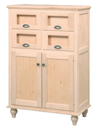 UNFINISHED TWO DOOR - FOUR DRAWER CABINET