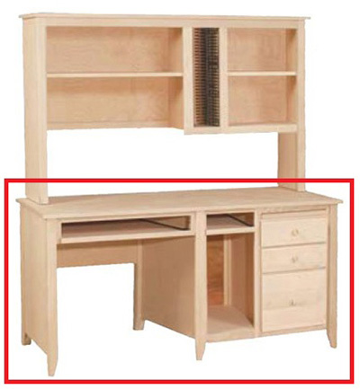 UNFINISHED SINGLE PEDESTAL COMPUTER DESK: Unfinished Furniture