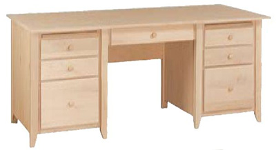 UNFINISHED DOUBLE PEDESTAL DESK WITH OVERSIZED TOP