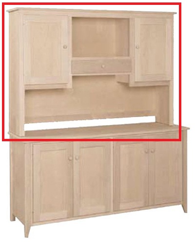 UNFINISHED OFFICE HUTCH WITH DRAWER - FLAT PANEL DOORS